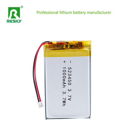 Buy Power Lithium battery Cell 523450 3.7v 1000mAh 3.7Wh Rechargeable Li Polymer Battery online manufacture