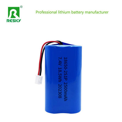 Buy Lithium Ion Battery 18650 2s 7.4V 2500mAh 18.5wh Li-ion Rechargeable Batteries online manufacture