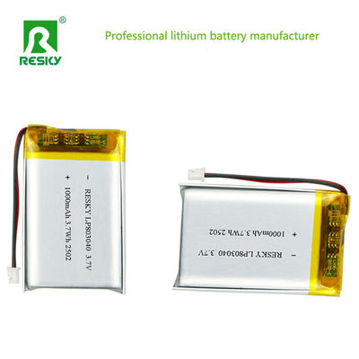 Buy Rechargeable Lipo Lifepo4 Batteries 803040 3.7v 1000mAh 3.7wh Solar Lithium Polymer Battery Cell online manufacture