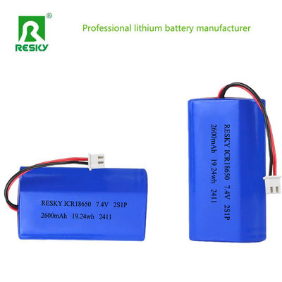 Buy Power Cylindrical 18650 Li-ion Polymer Battery Pack 3.7v 7.4V 2600mAh 19.24wh Lithium Batteries online manufacture