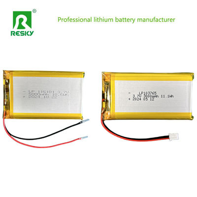 Solar Lithium Polymer Battery Cell 103765 3.7V 7.4V 3000mAh 11.1wh With Jst Connector