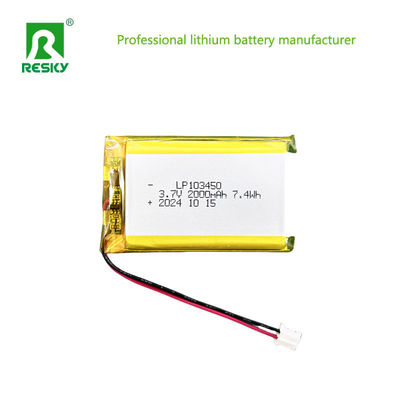 Prismatic Lithium Polymer Battery Pack 103450 3.7V 1800mAh 2000mAh For Heated Gloves