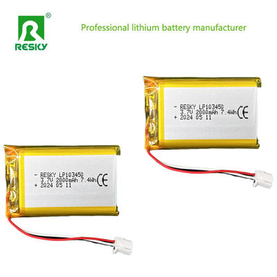 Flat Lithium Polymer Battery Cell 523450 603450 803450 103450 3.7v 2000mAh Lipo Batteries