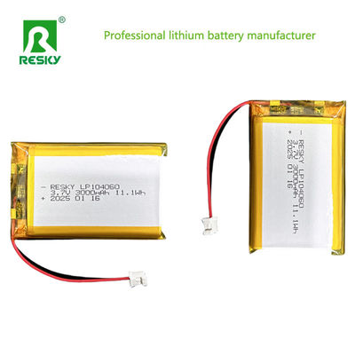 500 Cycles Lipo Battery Pack 104060 3000mAh 33.3wh 3.7V 11.1V
