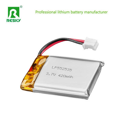 552535 3.7v 7.4v 420mAh 430mAh Lithium Ion Battery Cell Continuous Discharging Current 0.5c Max Discharging Current 1c