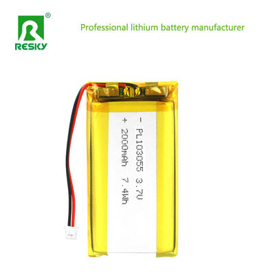 Rechargeable Lipo Battery 103055 3.7V 2000mAh 7.4wh Power Solar Lithium Ion Battery Cell