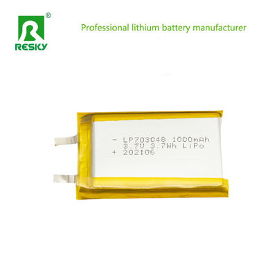 Power Lithium Ion Cell 703048 3.7v 1000mAh 3.7wh Rechargeable Lithium Li-Ion Polymer Battery
