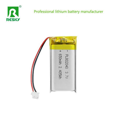 Solar Lithium Cell 802040 3.7V 650mAh Rechargeable Lithium Ion Polymer Battery For Bauty Device