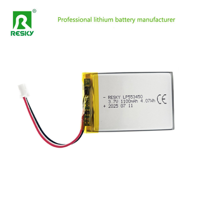 Rechargeable Lithium Batteries 553450 3.7V 1100mAh 1200mAh 4.07wh Storage Lipo Battery Cell