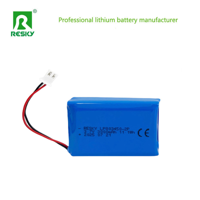 LP803450 2P 3.7V 3000mAh 11.1wh Rechargeable Lithium Polymer Battery Pack For GPS Tracker