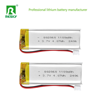 Lithium Polymer Battery Cell 802060 3.7V 1100mAh 4.07wh Solar Lipo Batteries For Electric Meter
