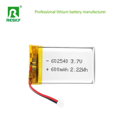 Lithium Ion Polymer Batteries 602540 600mAh 3.7V 2.22wh Rechargeable Power Lipo Batteries For Beauty Device