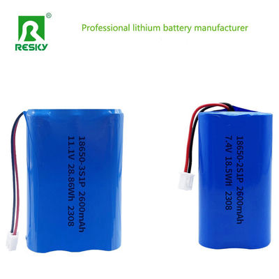 18650 Lithium Ion Batteries 11.1V 3s 2600mAh 28.86wh Rechargeable Li-ion Battery Pack