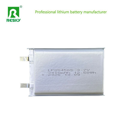 Power Lithium Cell 854565 3.7V 3400mAh 12.58wh Solar Lithium Ion Polymer Battery Pack