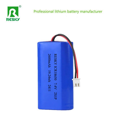 Rechargeable 18650 lithium battery Battery Pack 2600mAh 7.4V 19.24wh lipo battery pack